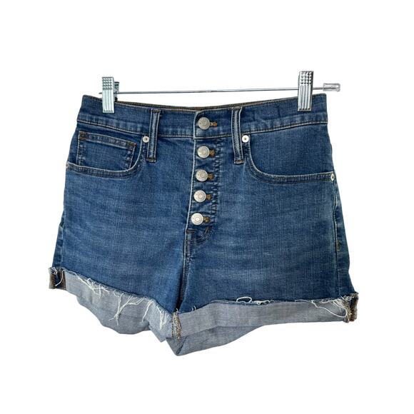 Madewell High-Rise Denim Shorts Medium Rinse Button-Fly Women's Size 24 - Picture 1 of 9